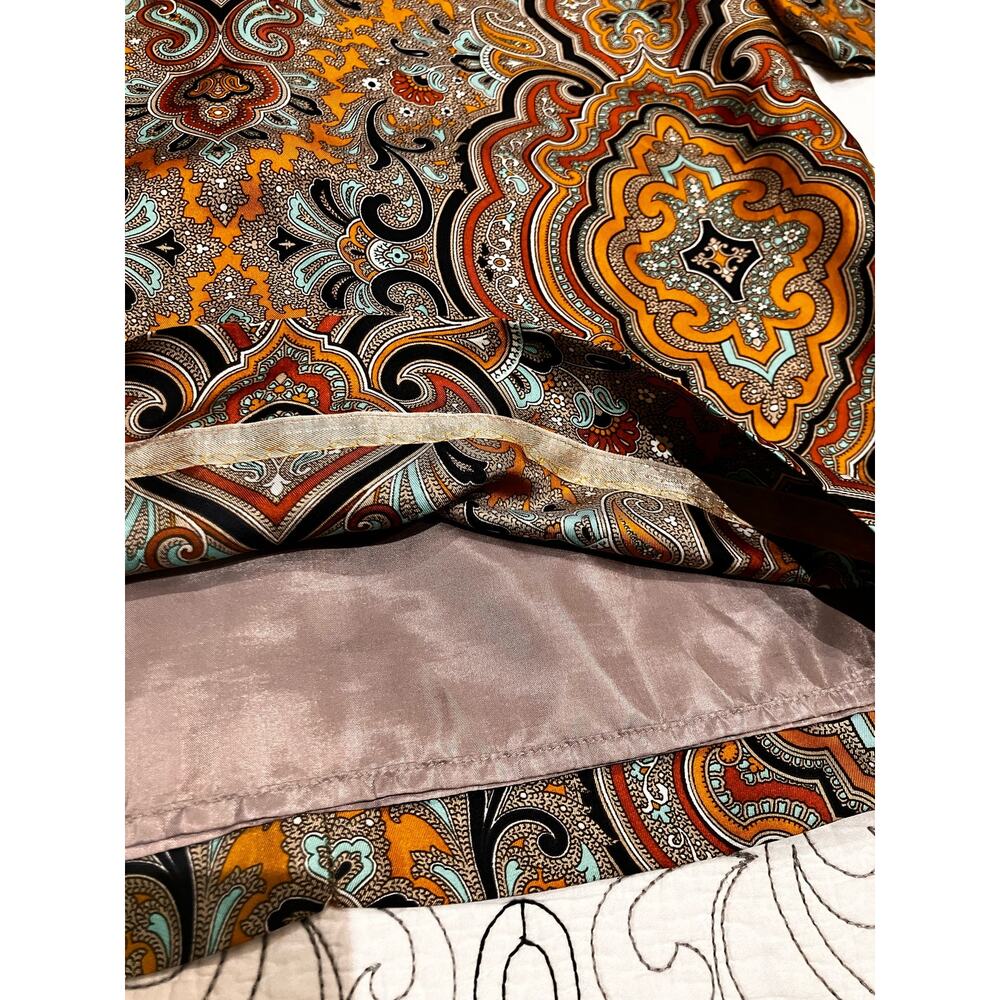 J. Crew Silk Dress Sz 0 Brown Tan Black 3/4 Sleeves Pockets Zip Up Shift Pattern - Picture 4 of 8